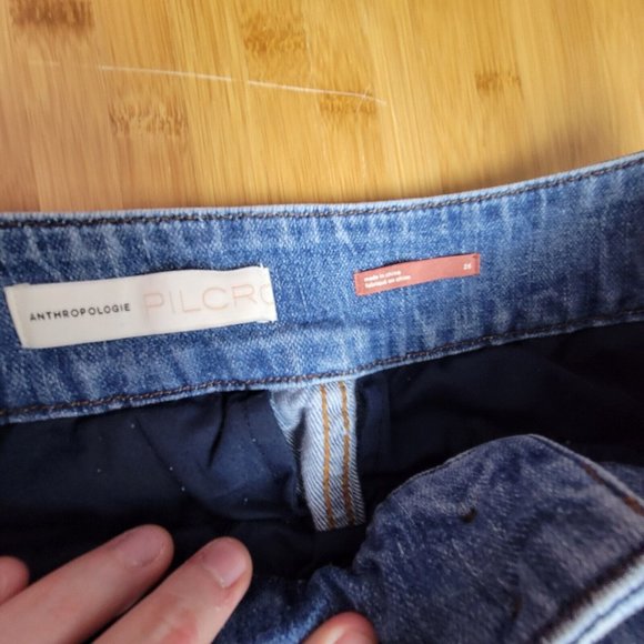 Pilcro Womens High Rise Pleated Relaxed Baggy Jeans Size 26 Blue 90s Mom - Picture 3 of 4